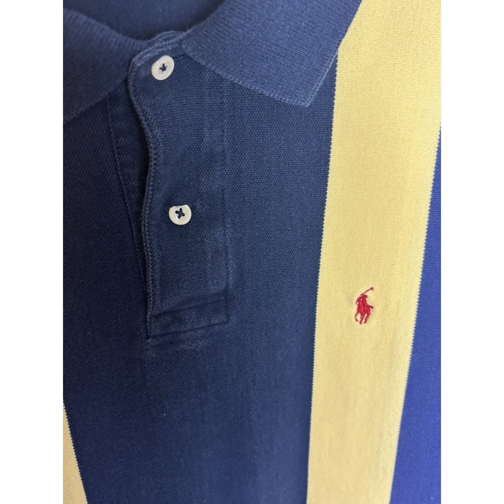 Ralph Lauren BOLD Blue Wide Stripe POLO Logo Polo Shirt Size XXL - Picture 3 of 8